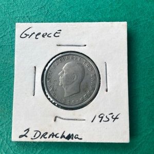 1954 Greece 2 Drachma Coin